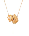 18K Rose Gold Mechanical Moveable Square Cross Diamond Necklace