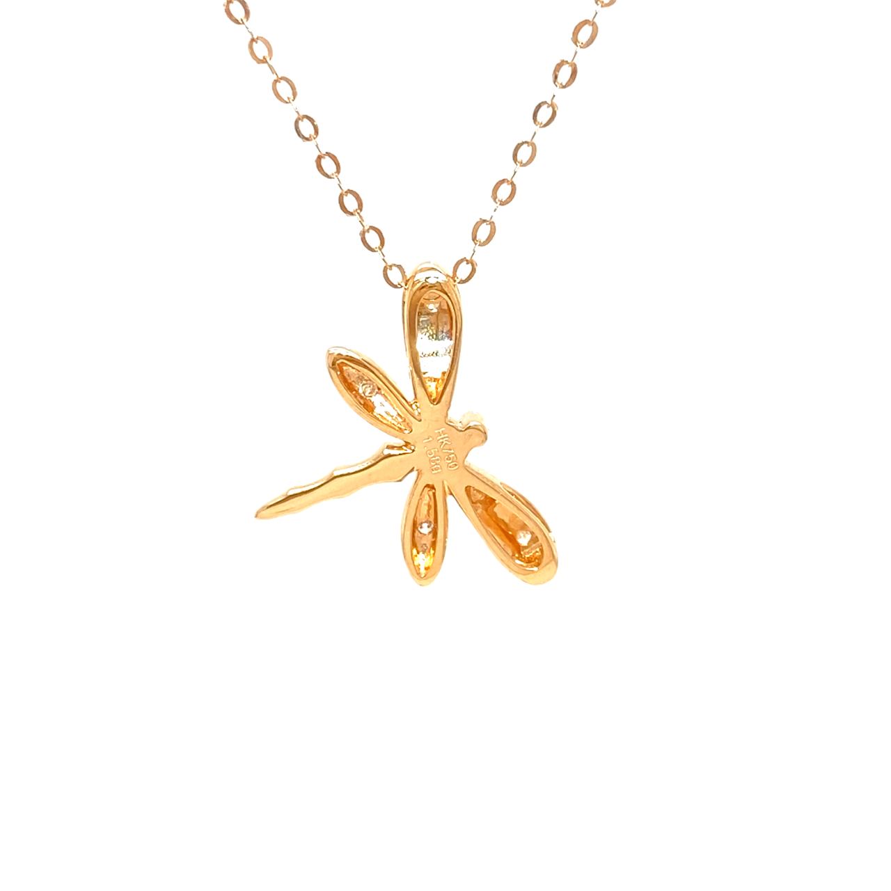 18K Rose Gold Class Dragonfly Diamond Necklace
