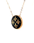 18K Rose Gold European Quarter Crest Black Enamel Necklace