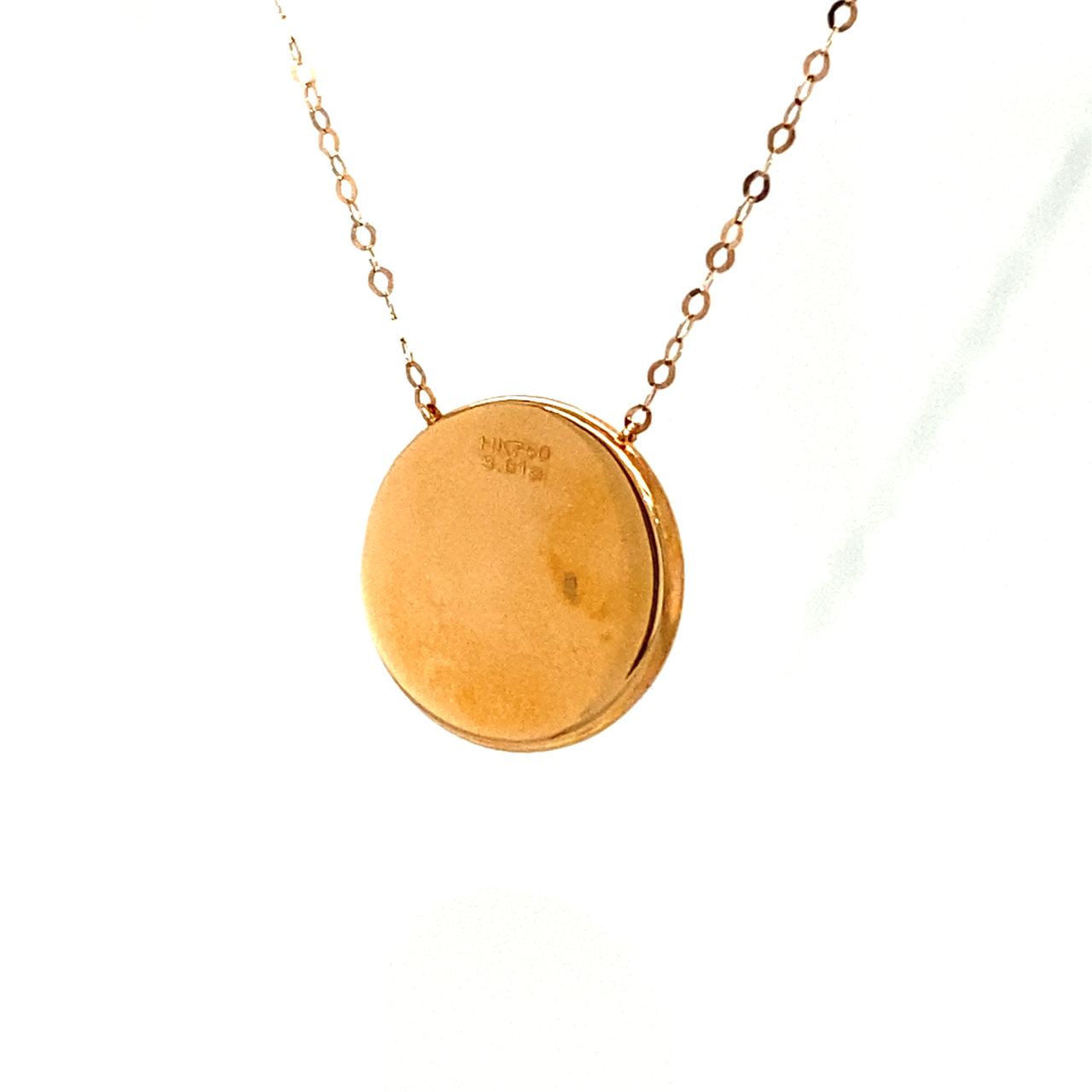 18K Rose Gold European Quarter Crest Black Enamel Necklace