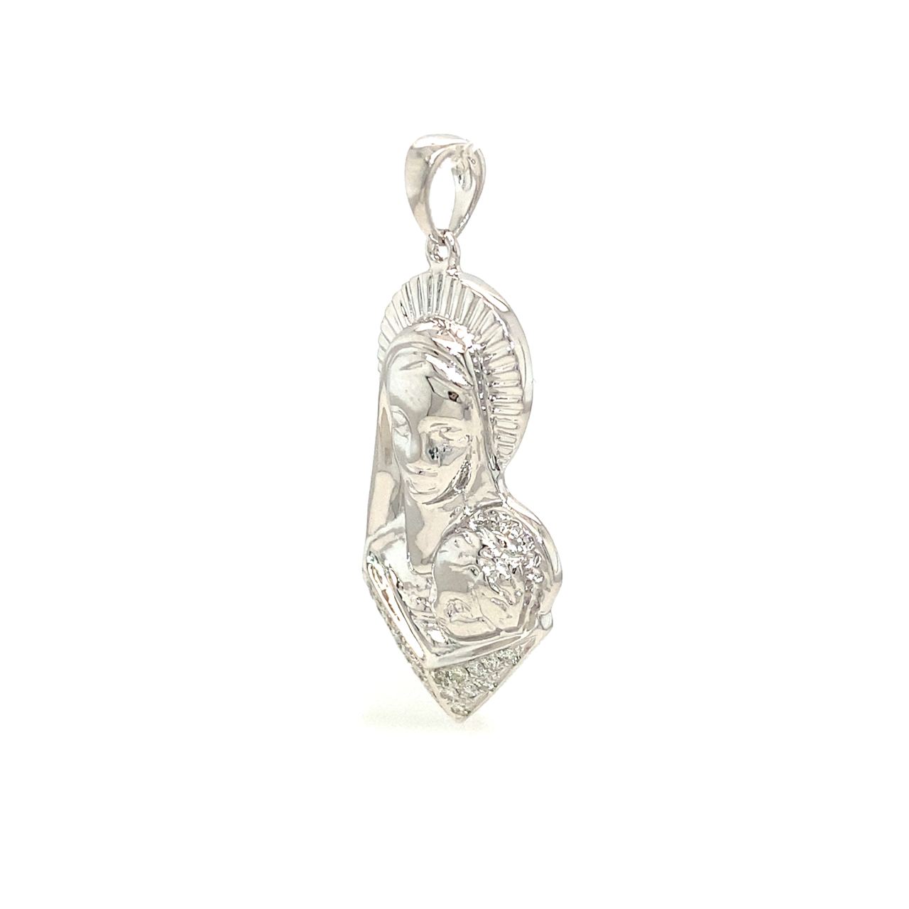18K White Gold Maria &amp; Jesus Diamond Pendant