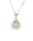 18K White Gold Filigree Illusion Setting Dancing Stone Diamond Necklace