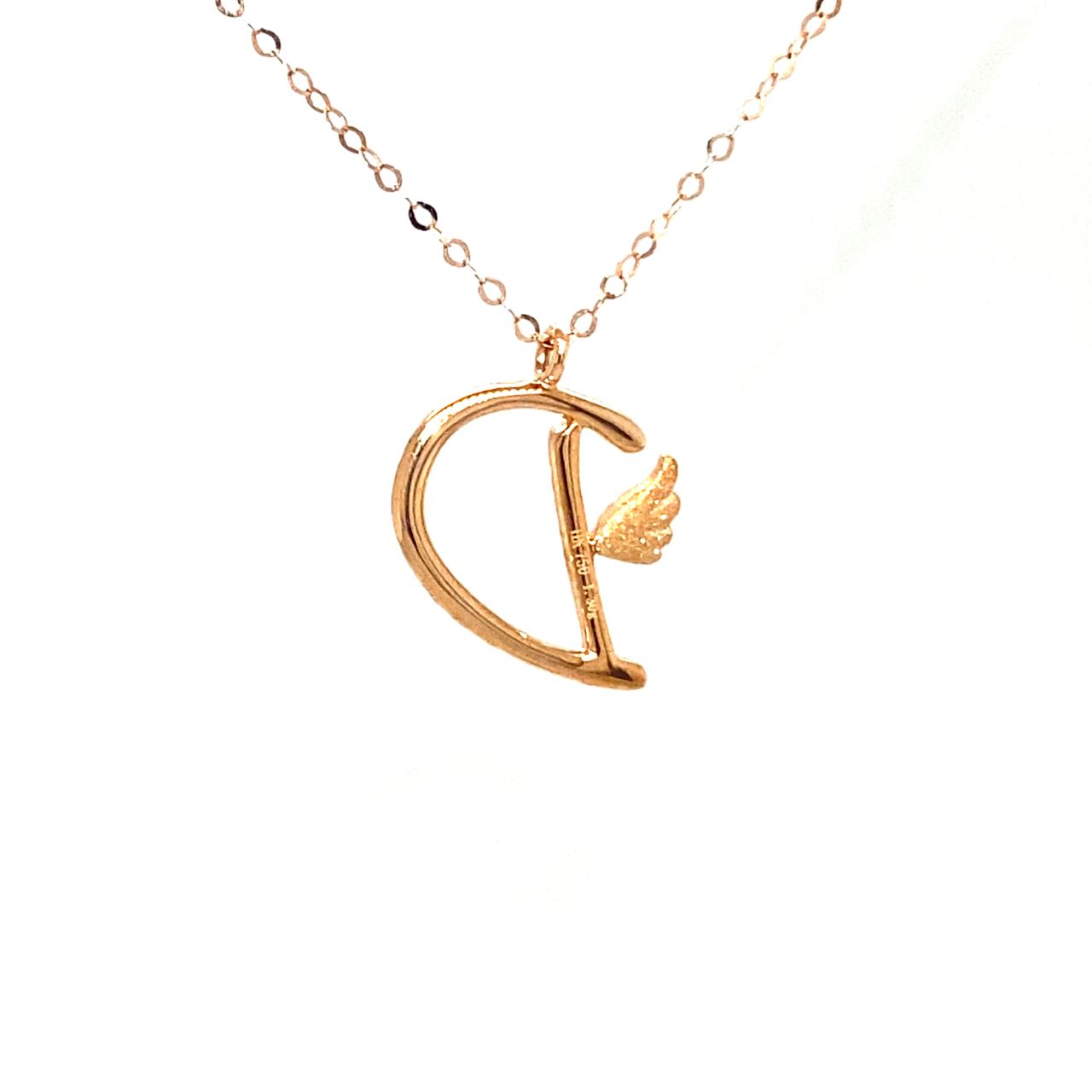 18K Rose Gold Stylish Wings Alphabet D Full Diamond Necklace