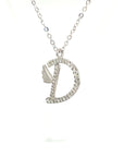 18K White Gold Stylish Wings Alphabet D Full Diamond Necklace