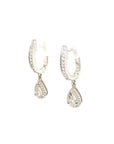 18K White Gold Illusion Pearl Drop Dangle Earrings