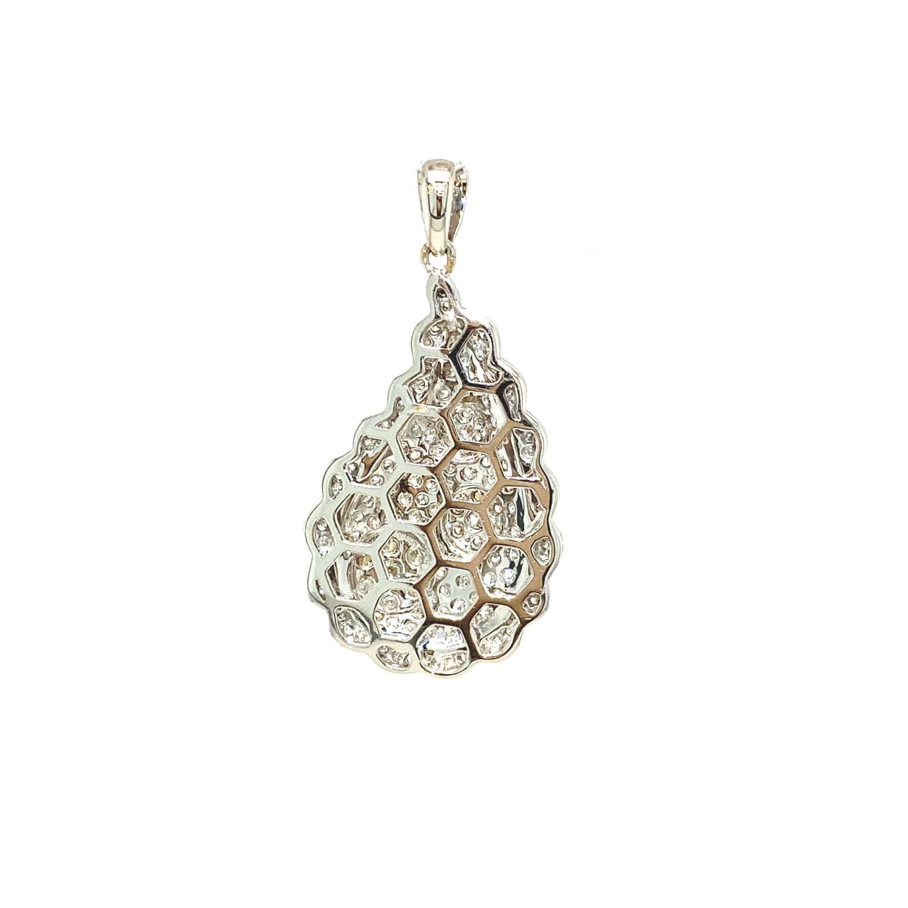 18K White Gold Inward Curve Water Drop Full Flat Diamond Pendant