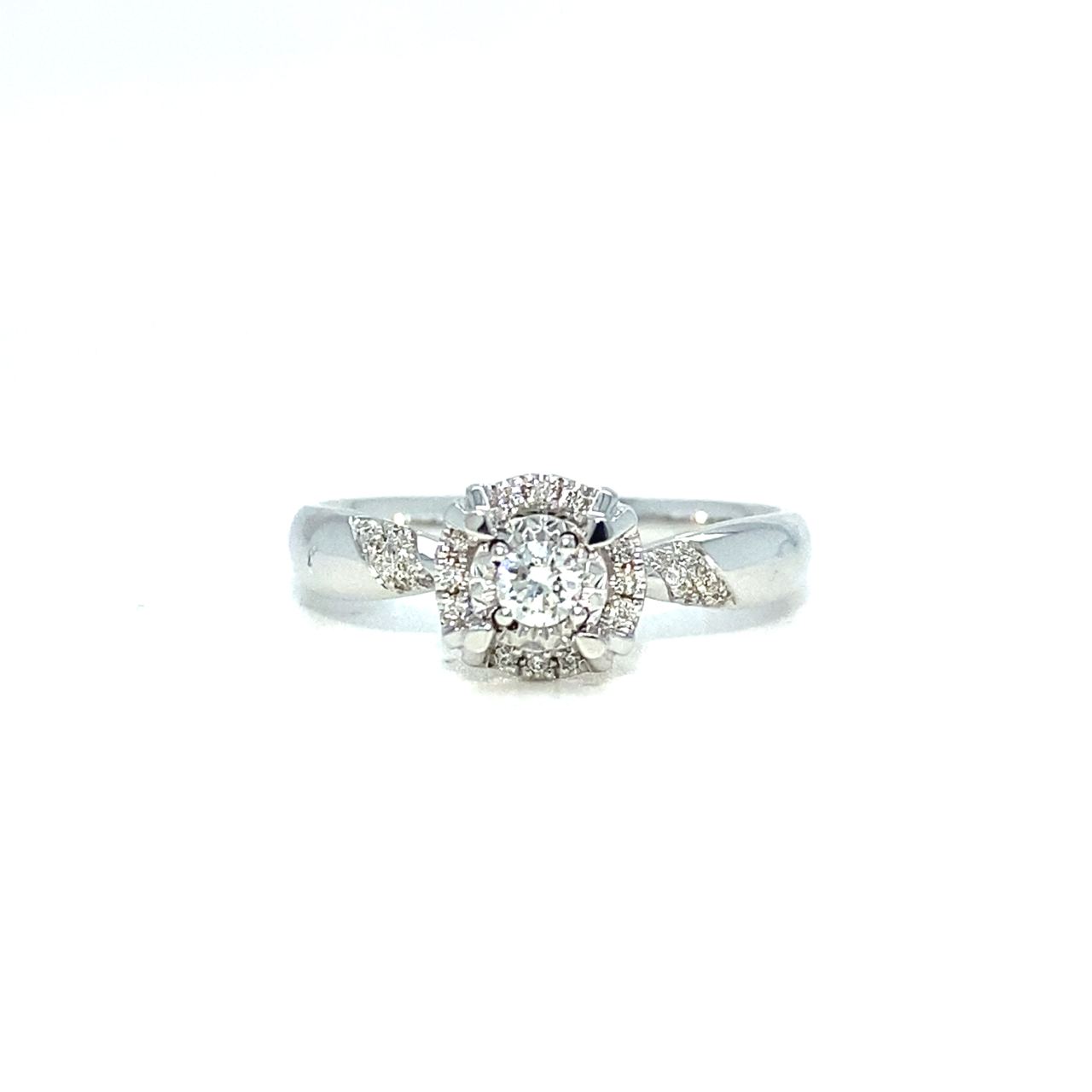18K White Gold Snap Cushion Illu Top Set Diamond Ring