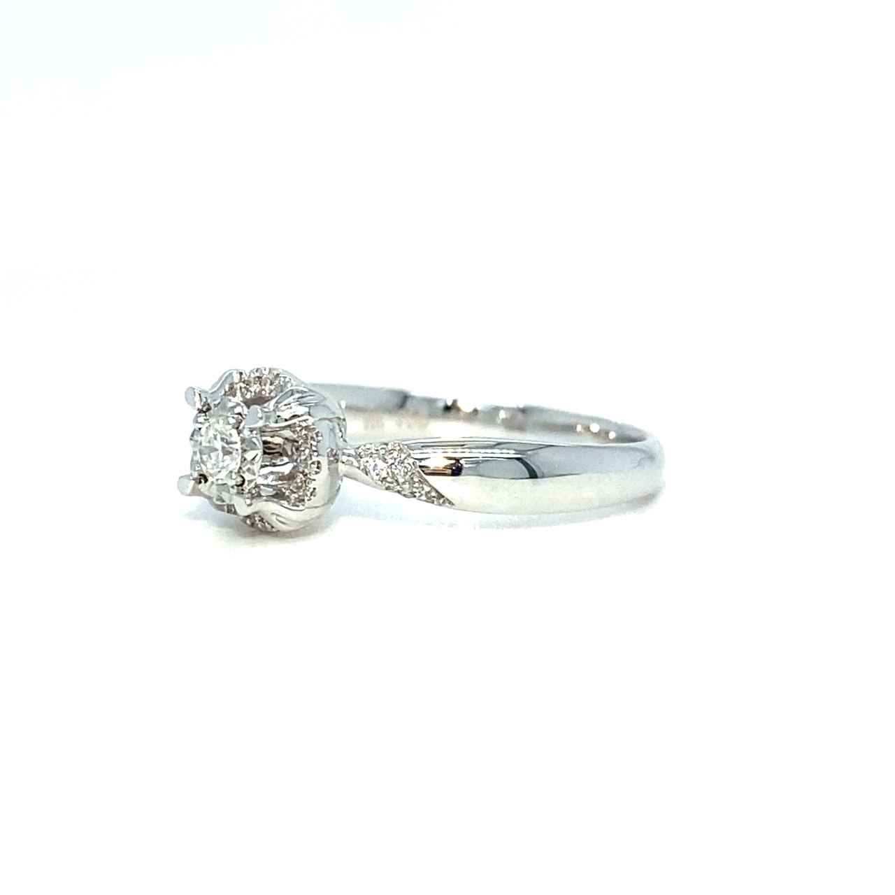 18K White Gold Snap Cushion Illu Top Set Diamond Ring