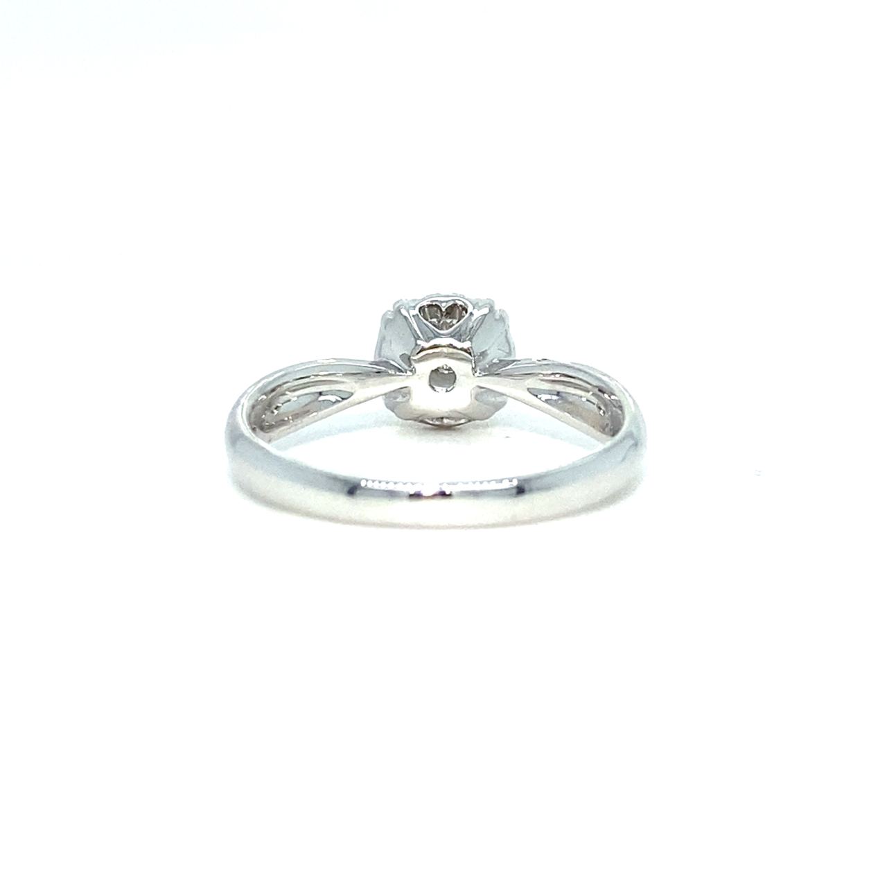 18K White Gold Snap Cushion Illu Top Set Diamond Ring