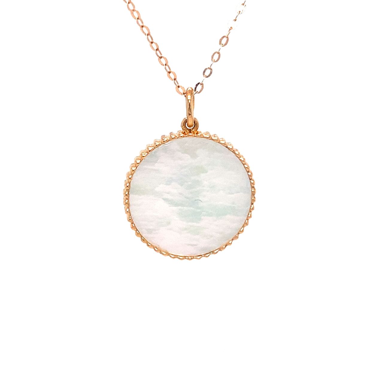18K Rose Gold Sagitarius Zodiac Mother Of Pearl Diamond Necklace