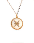 18K Rose Gold Pisces Zodiac Mother Of Pearl Diamond Necklace