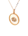 18K Rose Gold Cancer Zodiac Mother Of Pearl Diamond Necklace