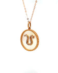 18K Rose Gold Leo Zodiac Mother Of Pearl Diamond Necklace