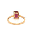 18K Rose Gold Classic Emerald Shape Ruby Diamond Ring