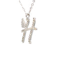 18K White Gold Stylish Wings Alphabet H Full Diamond Necklace