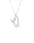 18K White Gold Stylish Wings Alphabet Q Full Diamond Necklace