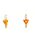 18K Rose Gold Trillion Orange Sapphire Diamond Hoop Earrings