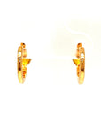 18K Rose Gold Trillion Orange Sapphire Diamond Hoop Earrings