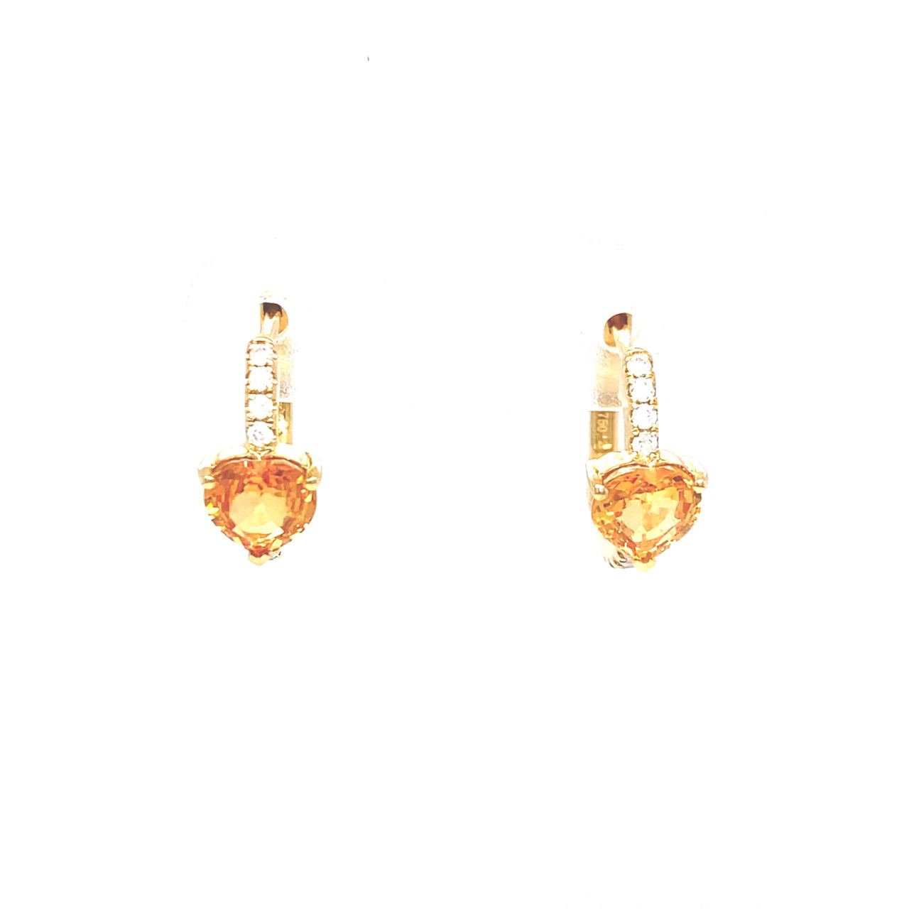 18K Yellow Gold Heart Mega Purple Sapphire Diamond Hoop Earrings