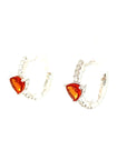 18K White Gold Trillion Mega Red Sapphire Diamond Hoop Earrings