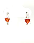 18K White Gold Trillion Red Sapphire Diamond Hoop Earrings