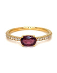 18K Rose Gold Purple Sapphire Heart Shape Simple Stack Diamond Ring