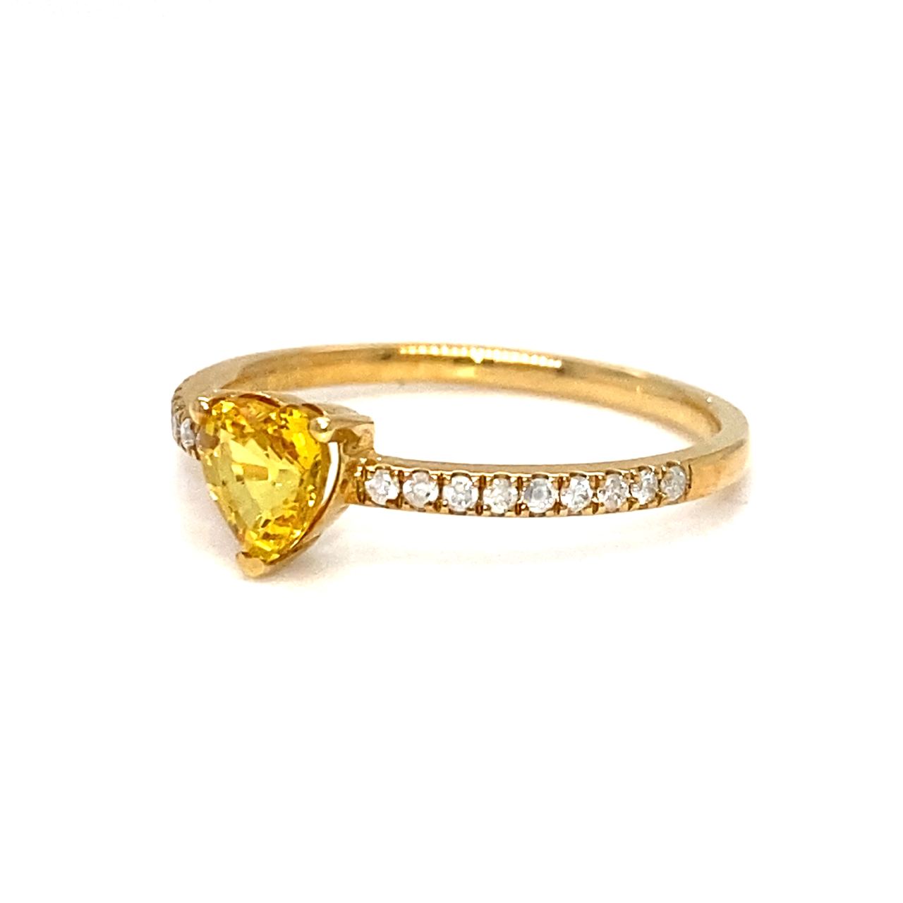18K Yellow Gold Yellow Sapphire Heart Shape Simple Stack Diamond Ring