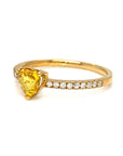 18K Yellow Gold Yellow Sapphire Heart Shape Simple Stack Diamond Ring