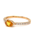 18K Rose Gold Yellow Sapphire Pear Shape Simple Stack Diamond Ring