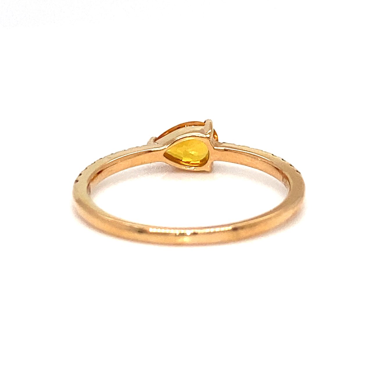 18K Rose Gold Yellow Sapphire Pear Shape Simple Stack Diamond Ring