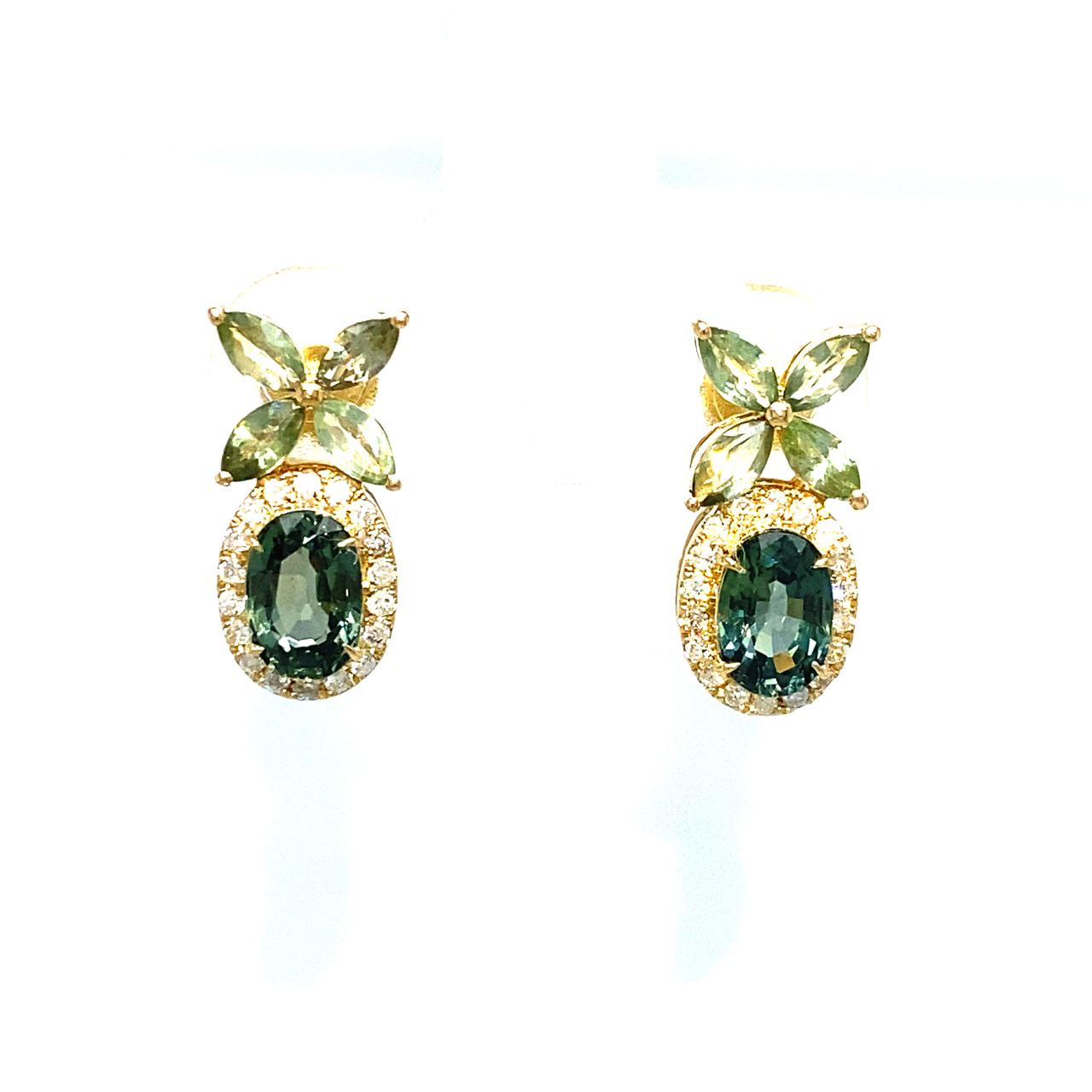 18K Yellow Gold Fancy Sapphire Diamond Earring