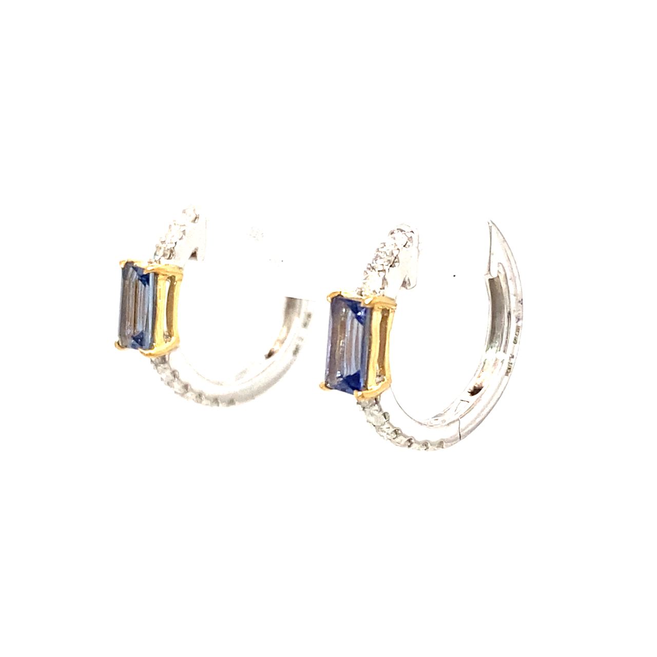 18K White Gold Sapphire Diamond Earring