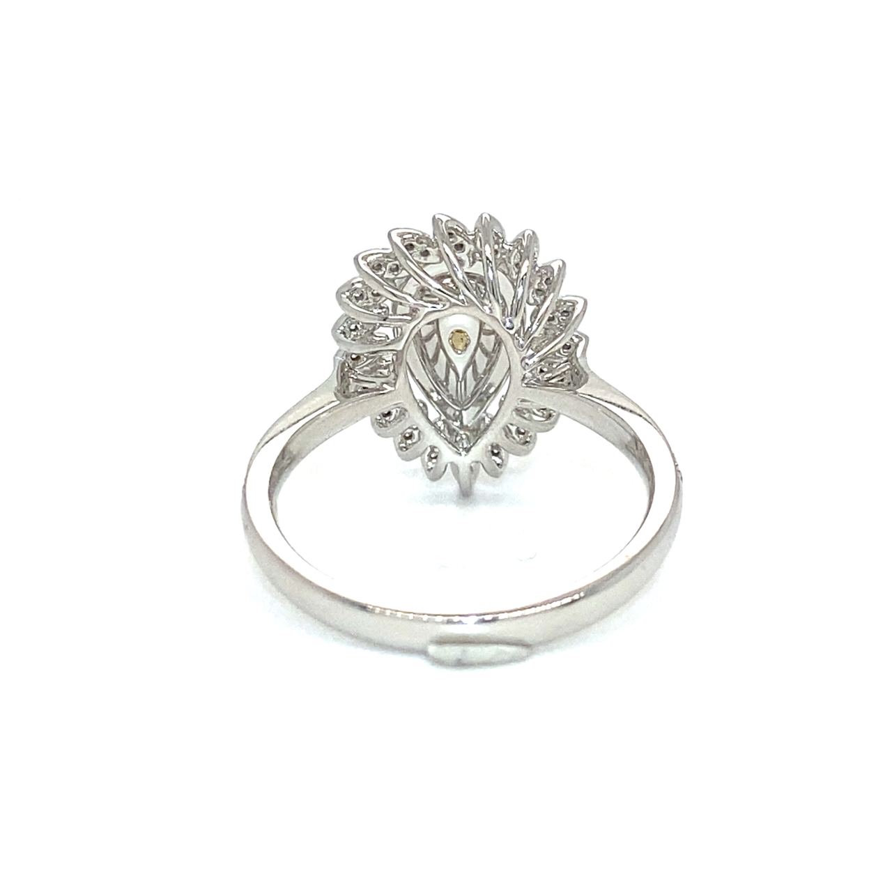 18K White Gold Fancy Yellow Diamond Pear Evermore Pear Halo Diamond Ring