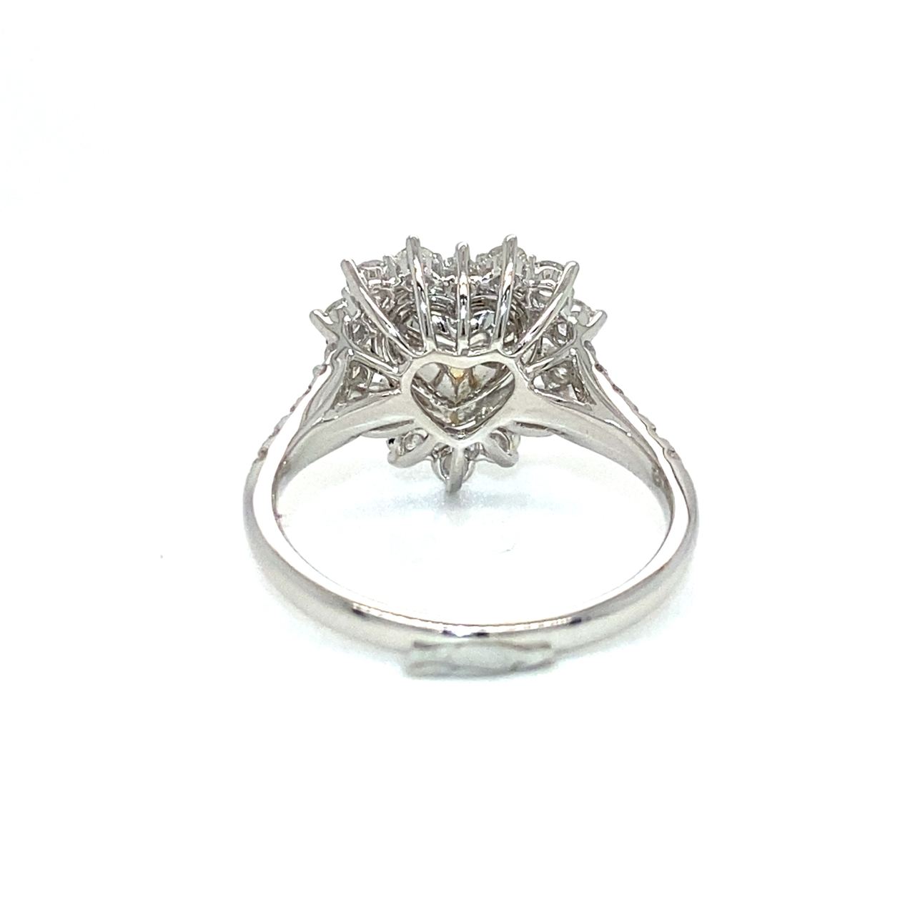 18K White Gold Heart Shape Fancy Yellow Diamond Halo Diamond Ring