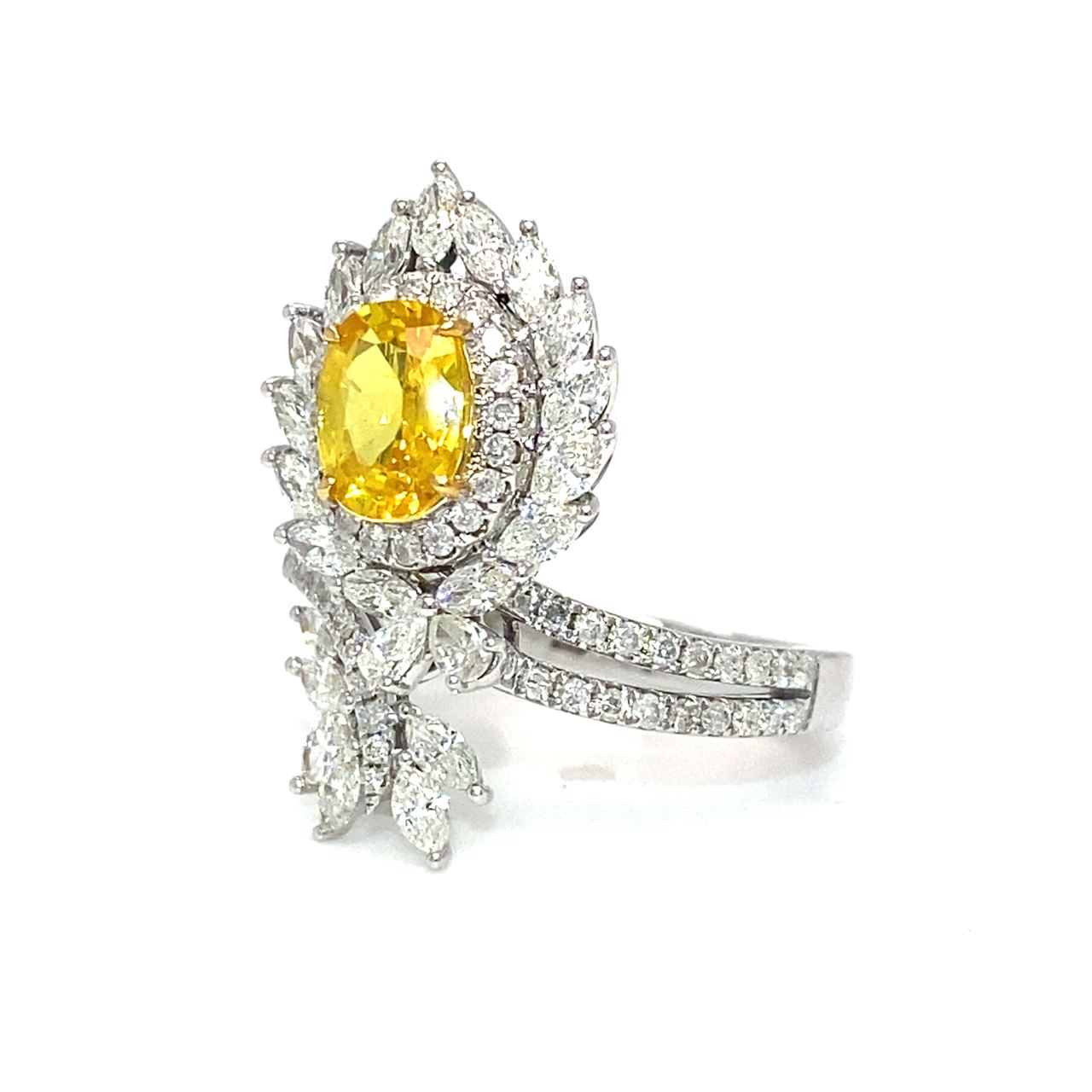 18K White Gold Tilt FS MQ Diamond Ring