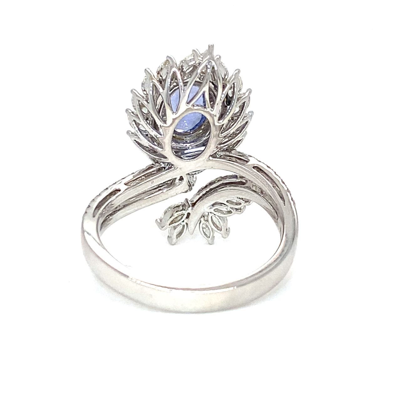 18K White Gold Tilt Blue SAP MQ Diamond Ring