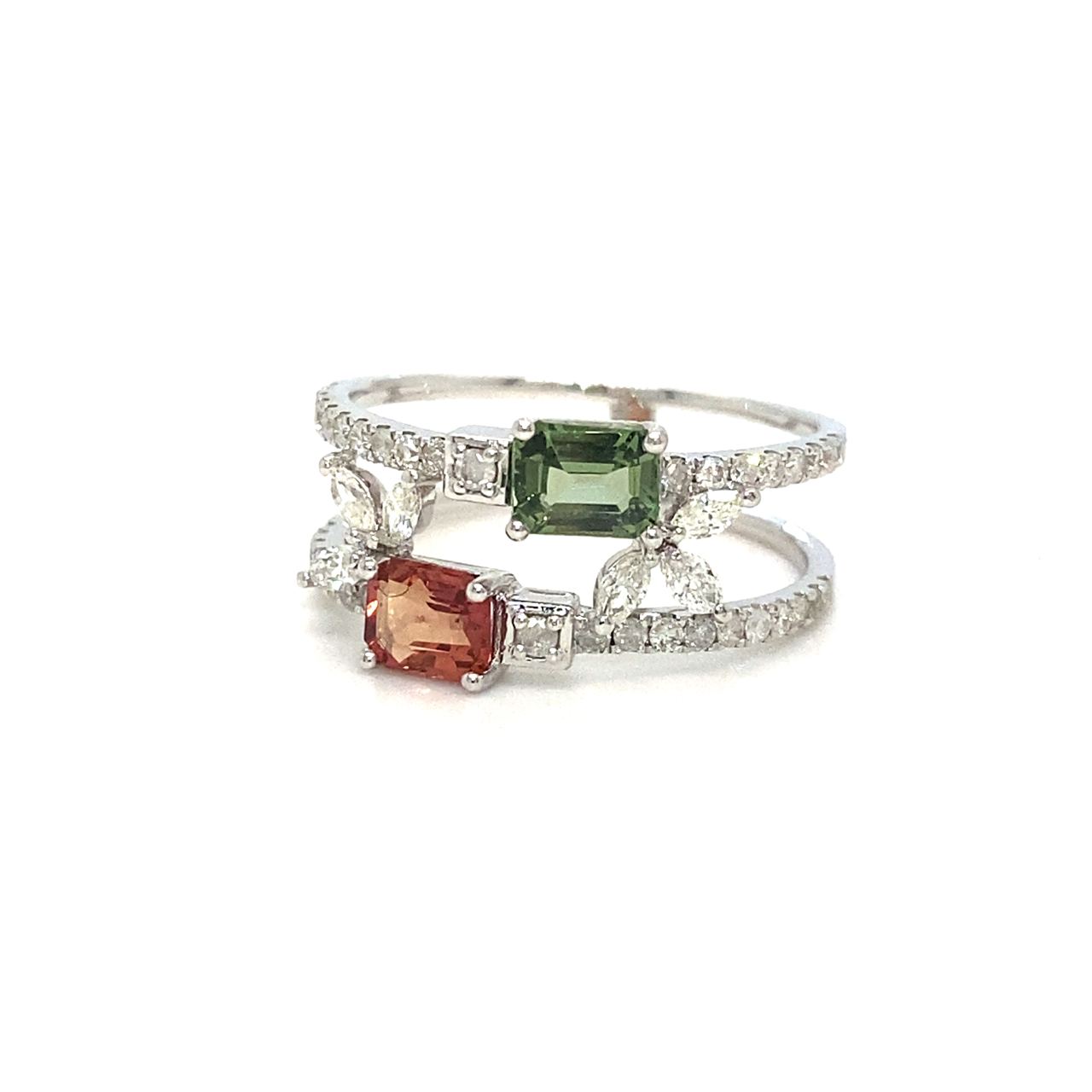 18K White Gold FS Ivy Diamond Double Deck Ring