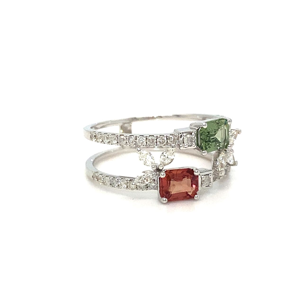 18K White Gold FS Ivy Diamond Double Deck Ring