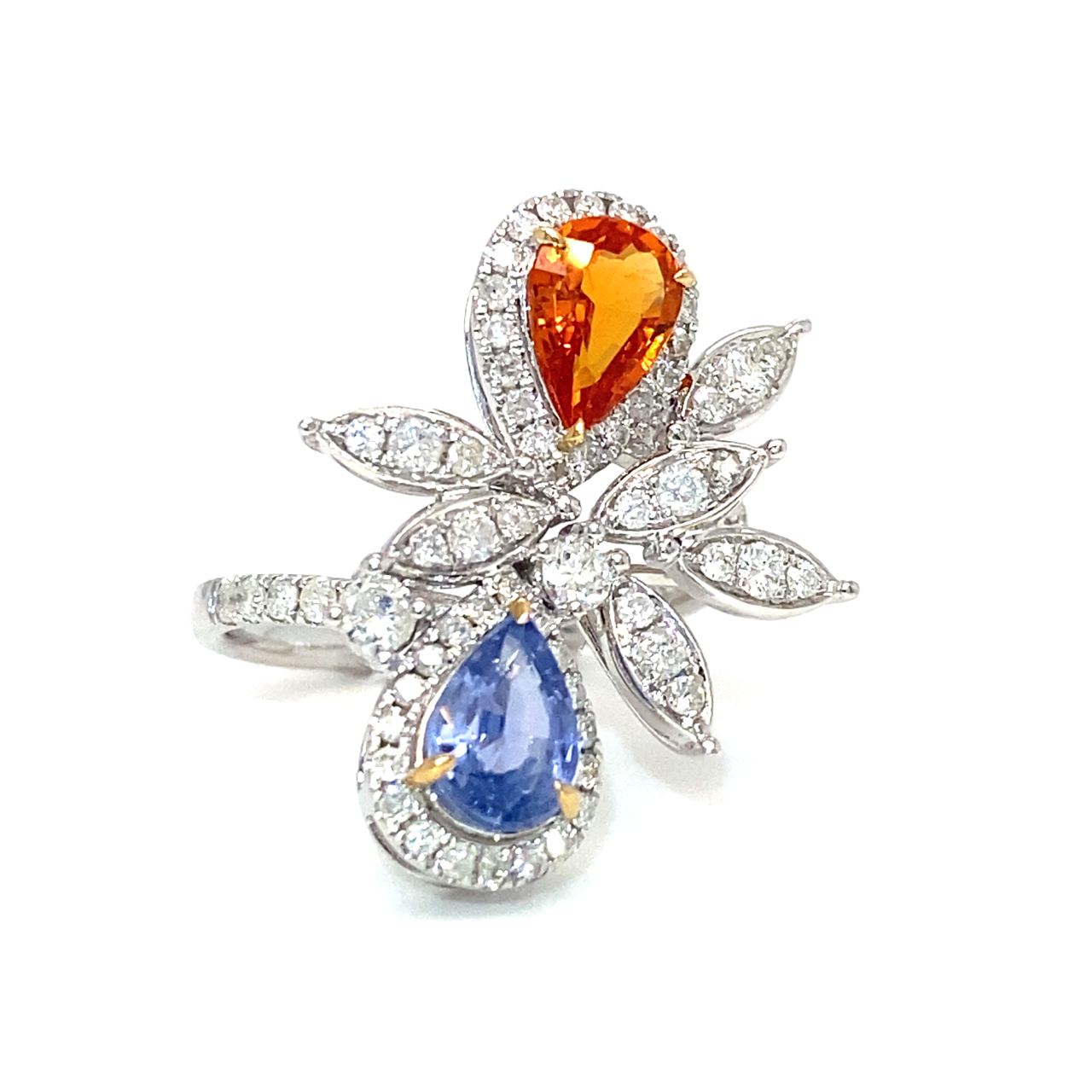 18K White Gold Tilt FS Pear Diamond Ring