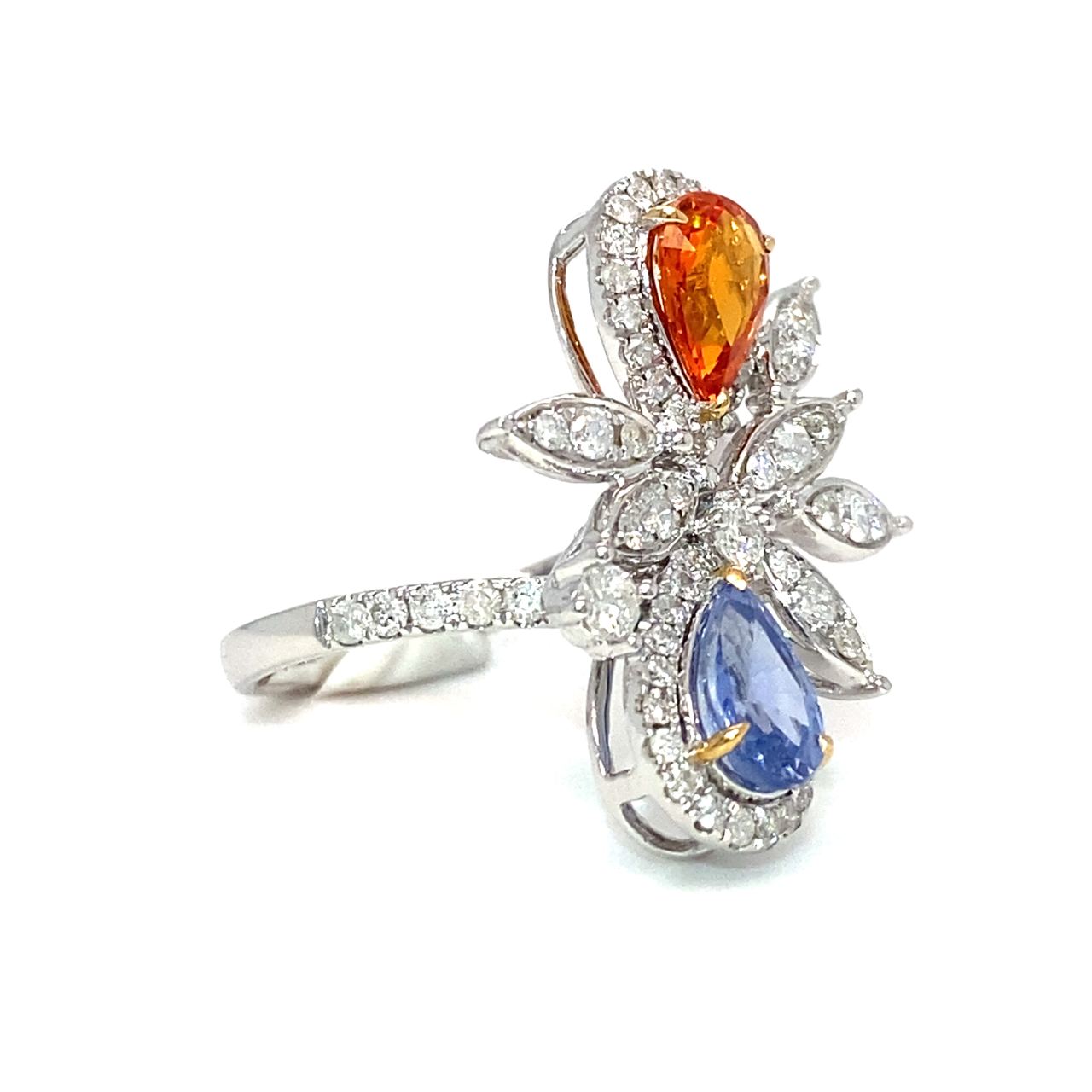 18K White Gold Tilt FS Pear Diamond Ring
