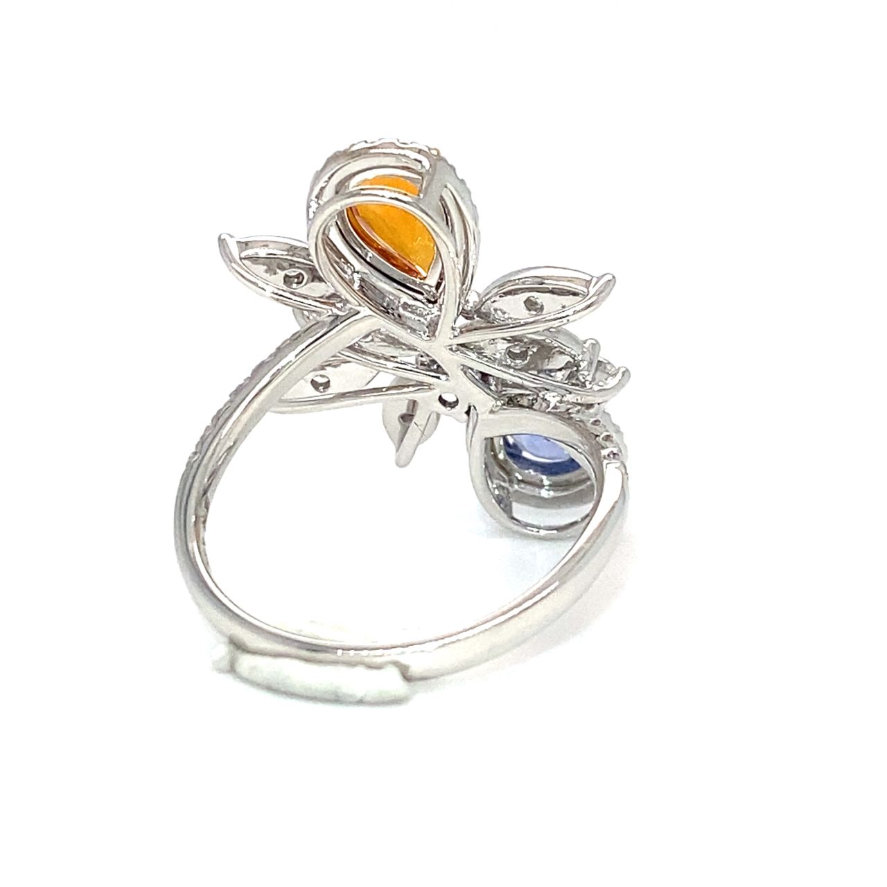 18K White Gold Tilt FS Pear Diamond Ring