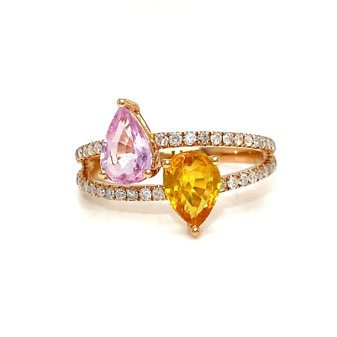 18K Rose Gold Double Pear FS V Shape Diamond Ring