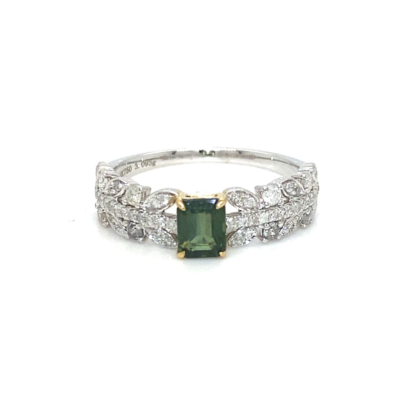 18K White Gold Emerald FS Lovely lvy Lace Diamond Ring