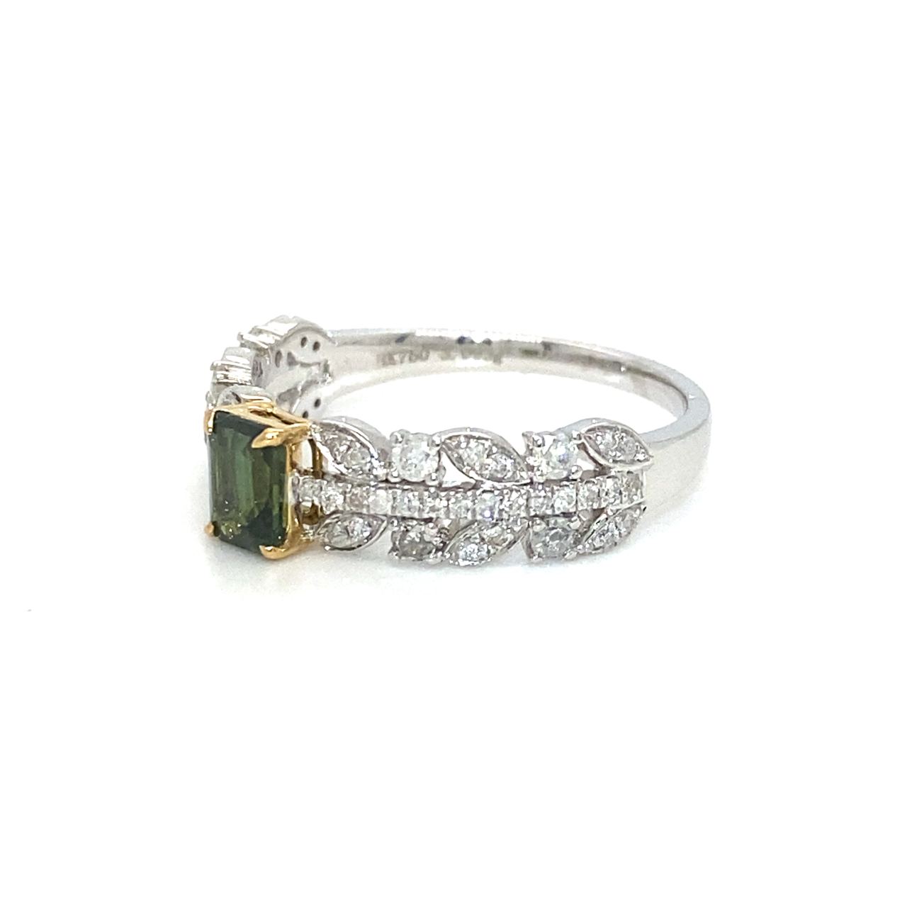 18K White Gold Emerald FS Lovely lvy Lace Diamond Ring