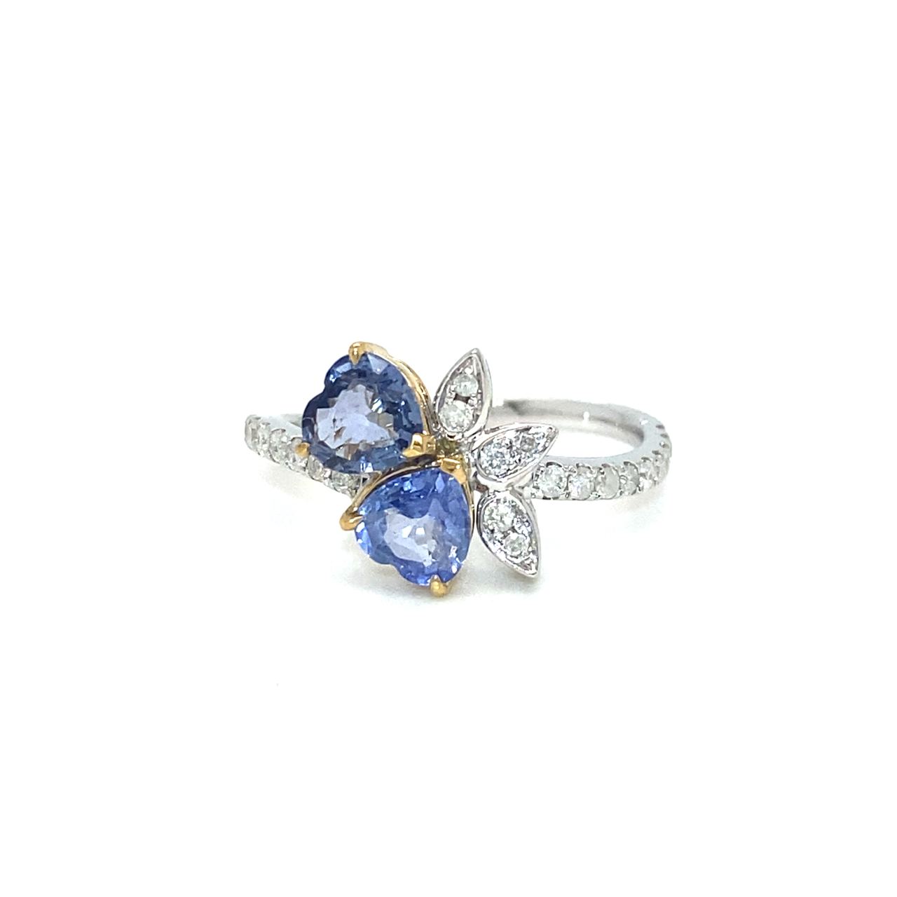 18K White Gold Sapphire Diamond Ring