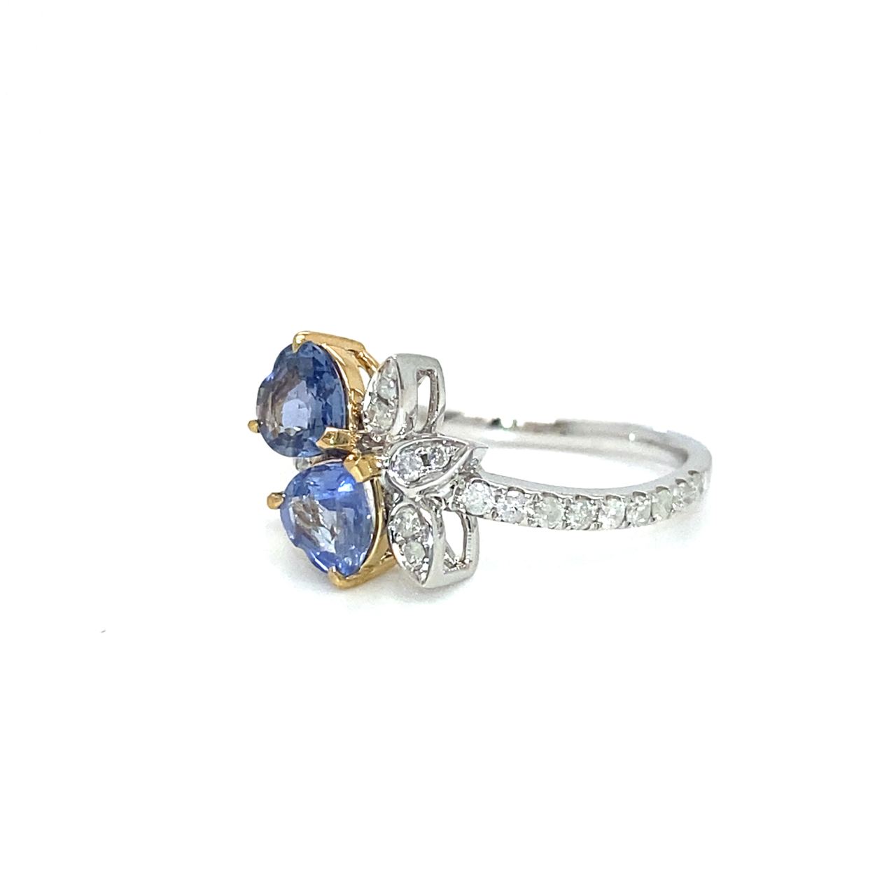 18K White Gold Sapphire Diamond Ring