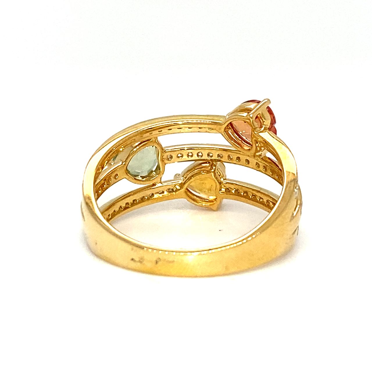 18K Yellow Gold Triple Layer FS HS Diamond Ring