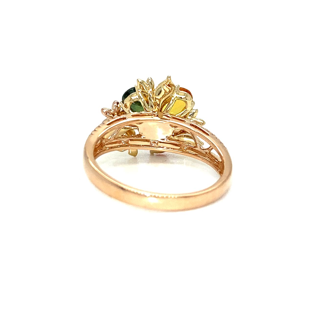 18K YellowRose Gold Fancy Sapphire Diamond Ring
