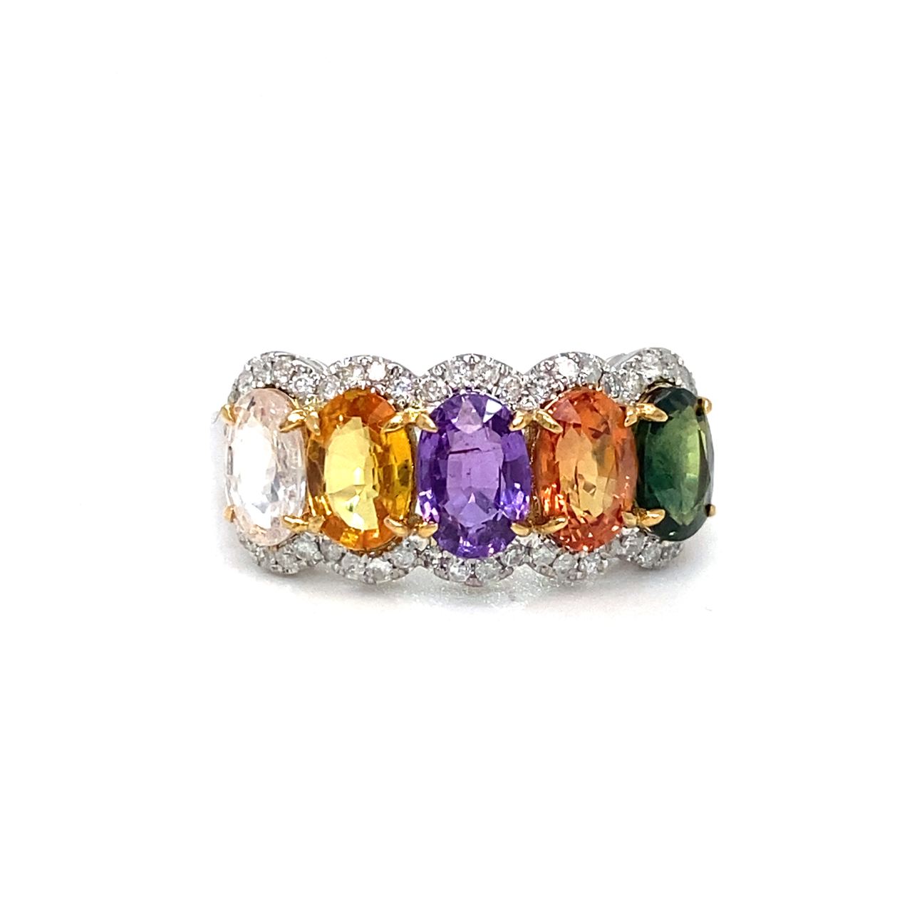 18K White Gold FS Oval Diamond Halo Eternity Ring