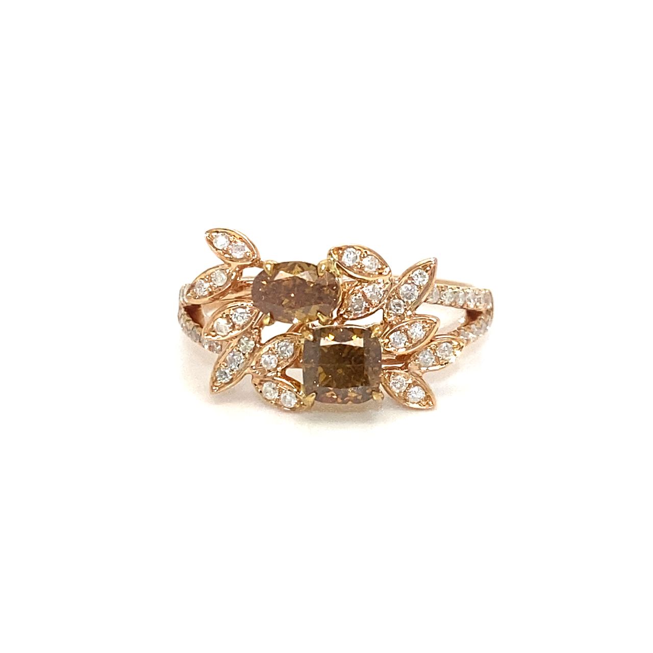 18K Rose Gold Double Deck YD Glam Diamond Ring